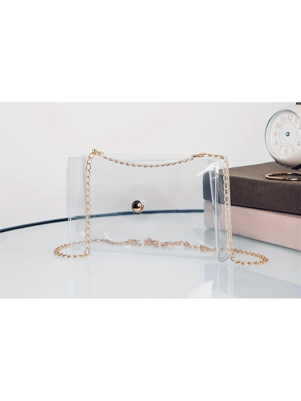 New - Chic -Transparent Jelly Crossbody Bag with Rivet Detail